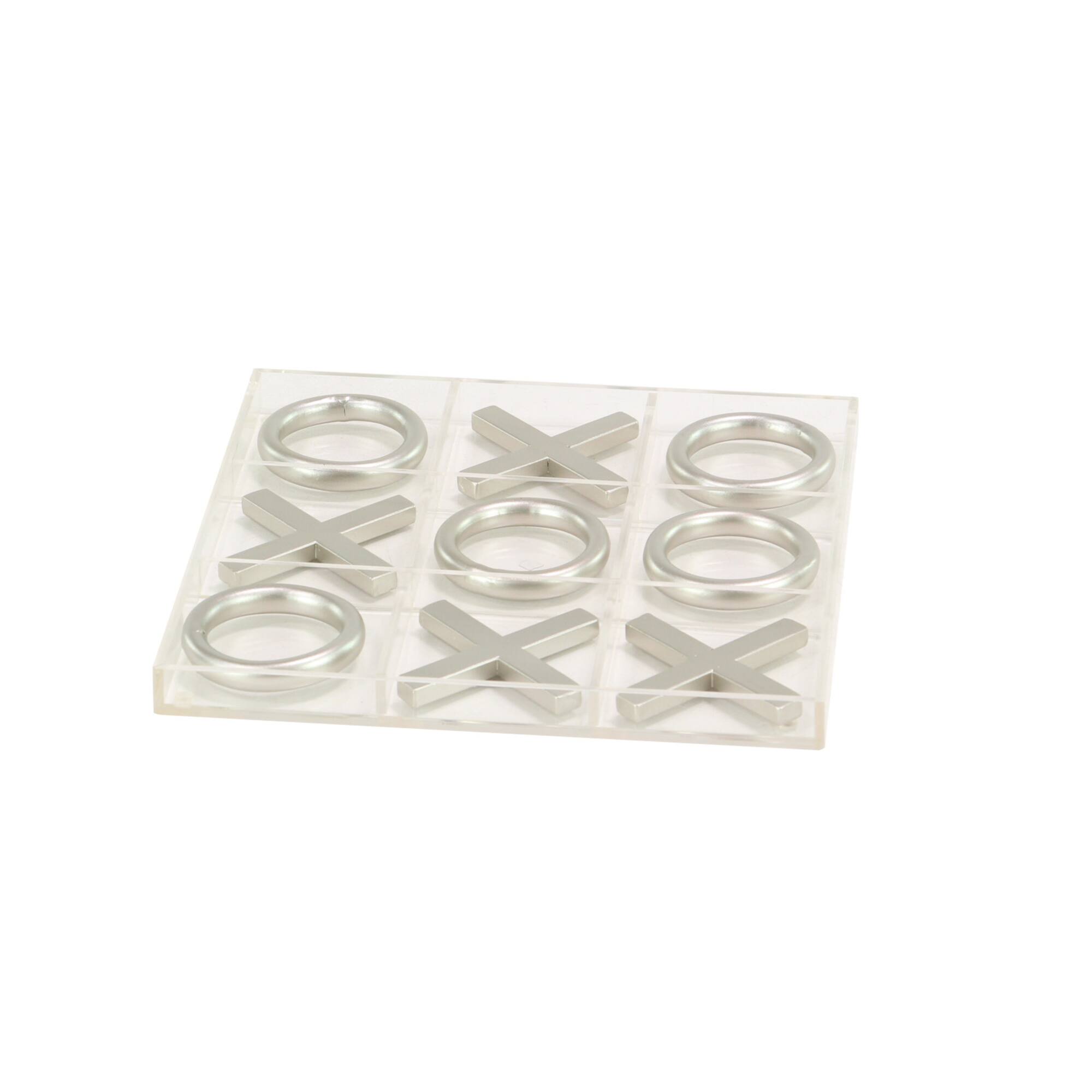 Silver Acrylic & Metal Glam Tic-Tac-Toe Game Set